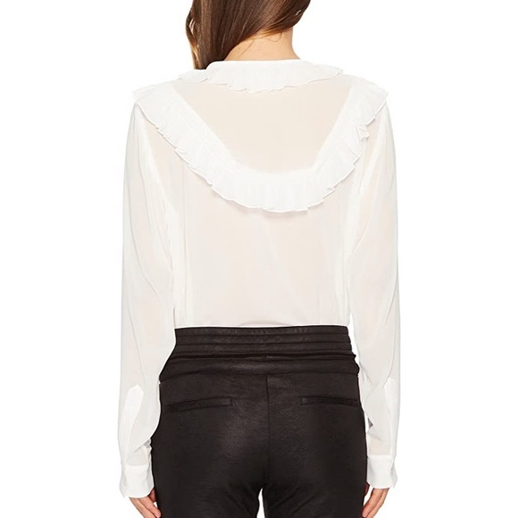 SOLD The Kooples Ruffled Collar Blouse White Large - Picture 5 of 12